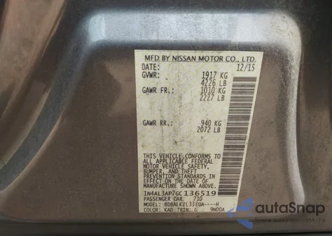 2016 Nissan Altima 2.5 Sv from USA, damaged, VIN 1N4AL3AP7GC136519